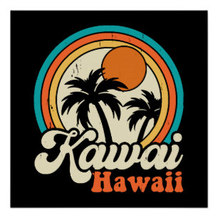 Póster Surfear Kawaii Hawaii