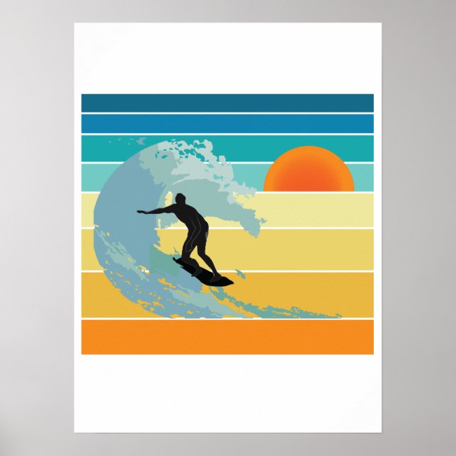 Póster Surfer Dude Vintage Sunset (Frente)