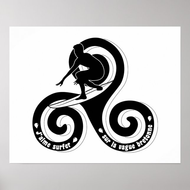 Póster Surfer sur la vague bretonne (version homme) (Frente)