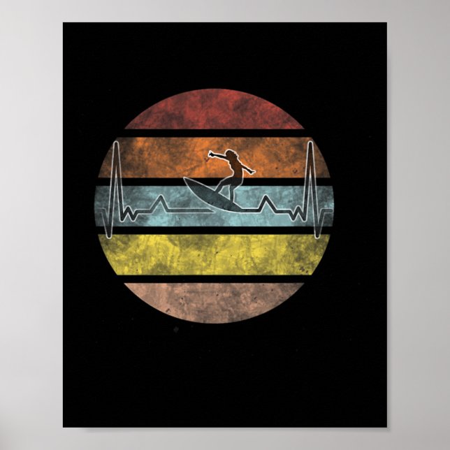 Póster Surfer Surfing Wave Wing Foiling Surf Surfing Hear (Frente)