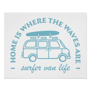 Póster Surfer van life road trip citas de aficionados al