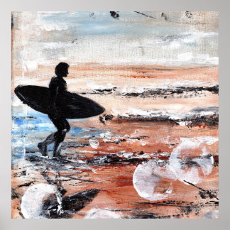 Póster Surfer Walking Art Print