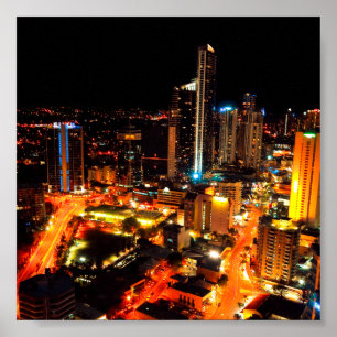 Póster Surfers Paradise Gold Coast Australia City Lights