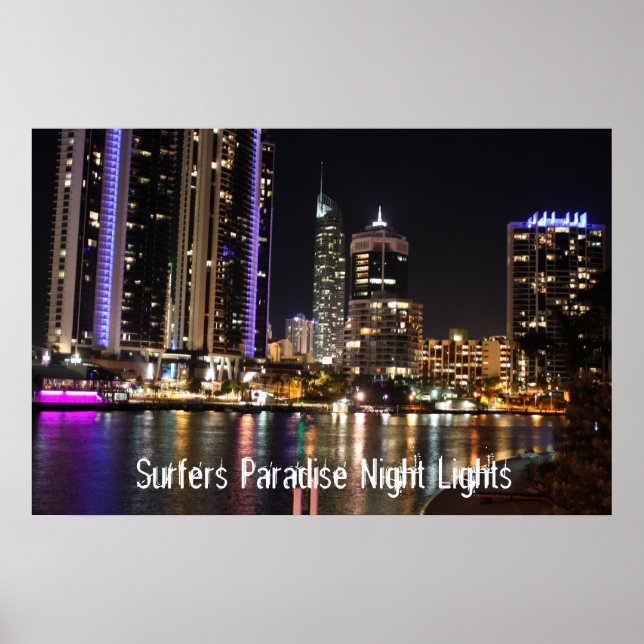 Póster Surfers Paradise Night Lights (Frente)