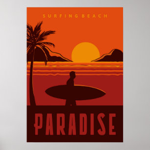 Póster Surfing Beach Paradise