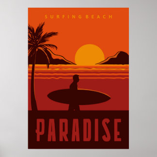 Póster Surfing Beach Paradise