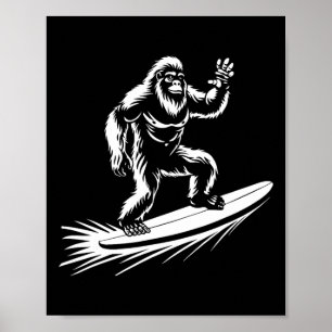 Póster Surfing Bigfoot - Sasquatch Hawaiano Divertido Sur