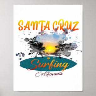 Póster Surfing California Santa Cruz