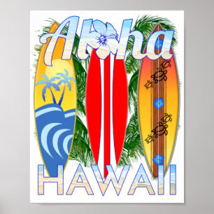 Póster Surfing de Aloha Hawaii