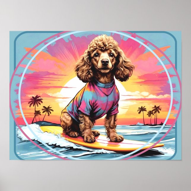 Póster Surfing de Caniche (Frente)