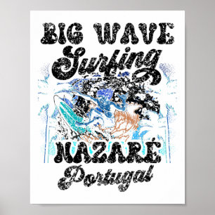 Póster Surfing de olas grandes Nazaré Portugal Surfista S