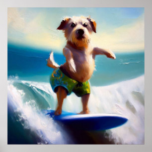 Póster Surfing Dog