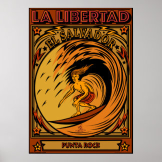 PÓSTER SURFING EL SALVADOR LA LIBERTAD