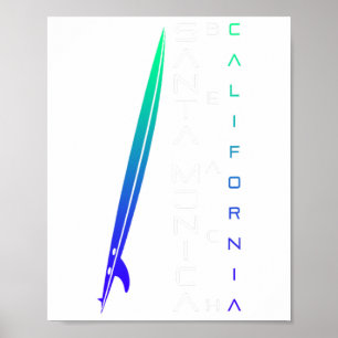 Póster Surfing en California - Playa Santa Mónica - Elega