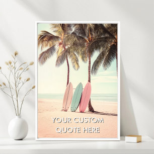 Póster Surfing en la Playa-Crea tu Propia Motivación