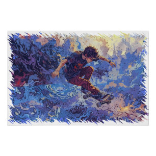 Póster Surfing en monopatín - Monopatín
