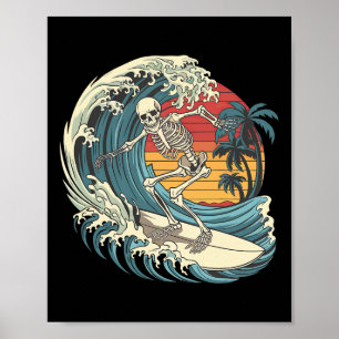 Póster Surfing esqueleto