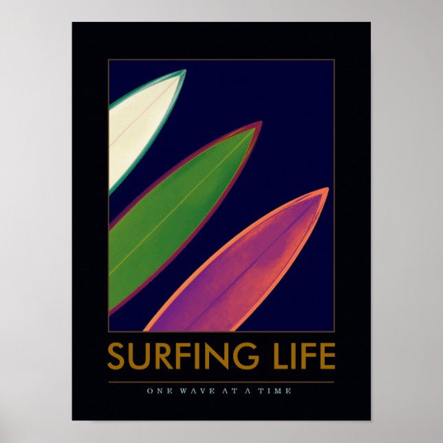 Póster SURFING LIFE - tablas de surf y deportes acuáticos (Frente)