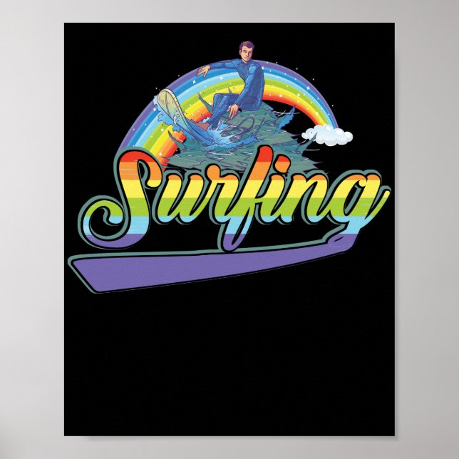 Póster Surfing Rainbow Beach Summer (Frente)
