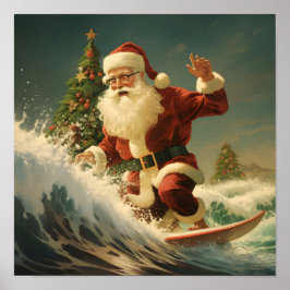 Póster Surfing Santa Claus Holiday poster