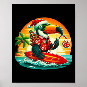 Póster Surfing Santa Toucan Y El Curioso Perro Cristo Tro