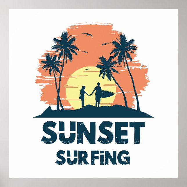 Póster Surfing - Surfing al atardecer (Frente)