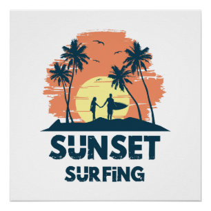 Póster Surfing - Surfing al atardecer