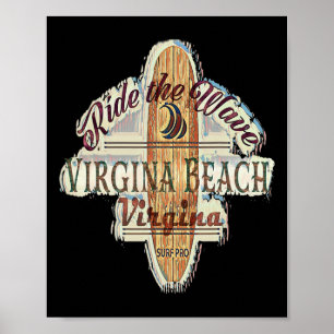 Póster Surfing, Tabla de surf, Longboard Virginia con est