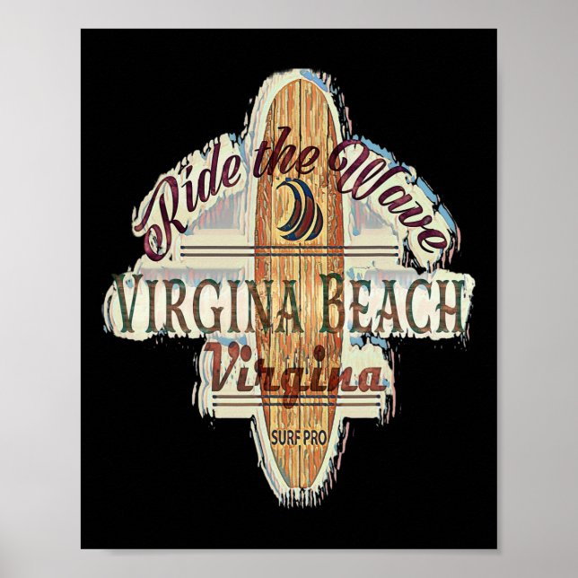 Póster Surfing, Tabla de surf, Longboard Virginia con est (Frente)