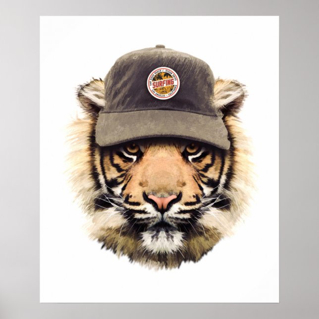 Póster Surfing Tiger (Frente)