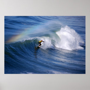 Póster Surfing Under A Rainbow Print