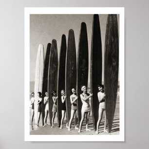 Póster Surfing USA con el Long Board en