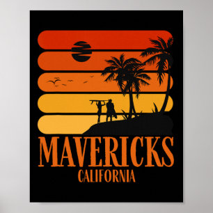 Póster Surfing Vintage Mavericks Beach California Retro S