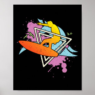 Póster Surfista 80s 90s Vaporwave Tabla de surf