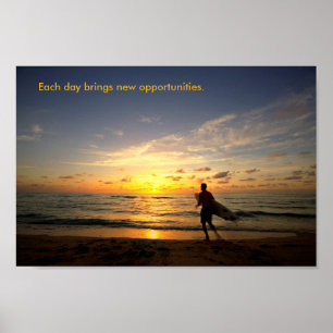 Póster Surfista al amanecer
