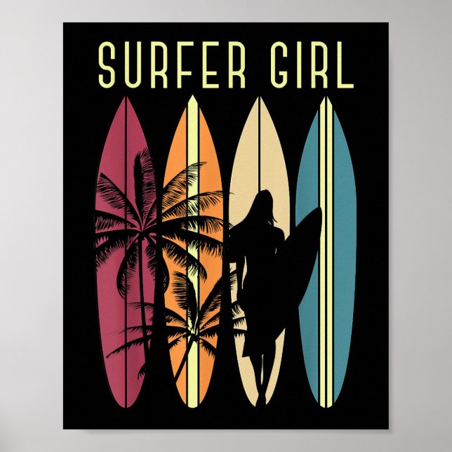 Póster Surfista Chica Surfboard Chicas Surf Oce (Frente)