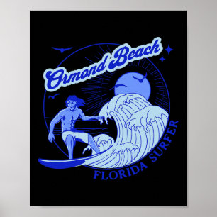 Póster Surfista de Florida Ormond Beach Fl Playas de Surf
