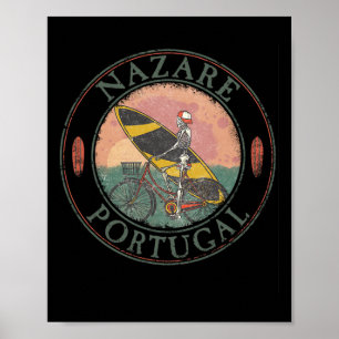 Póster Surfista de Nazaré I Portugal Retro I Surfing I Na