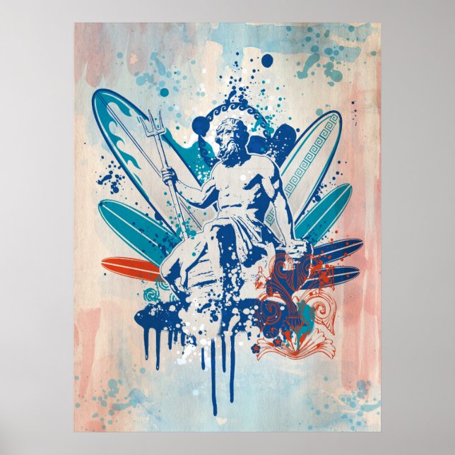 Póster surfista de posidon (Frente)
