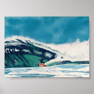 Póster Surfista de surf Wave Wave Baja California Art