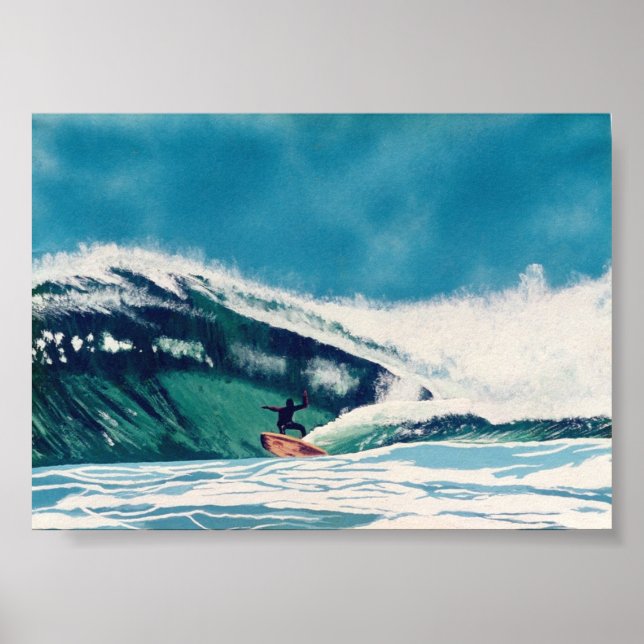 Póster Surfista de surf Wave Wave Baja California Art (Frente)