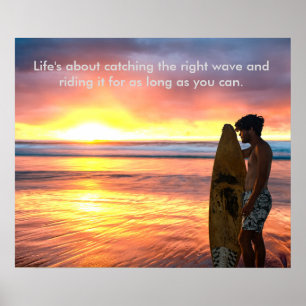Póster Surfista en Sunrise Beach con Poster de eslóganes