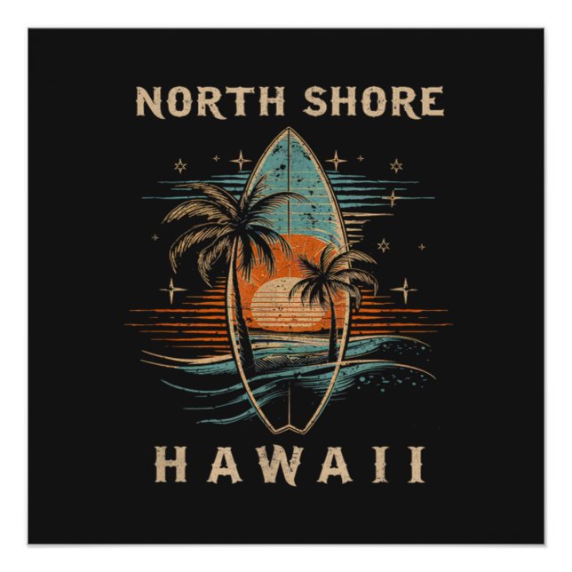 Póster Surfista North Shore Hawái  (Anverso)