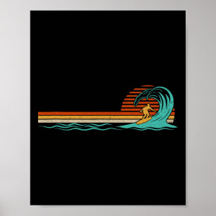Póster Surfista Ola Vintage Retro Surfing Playa Surf