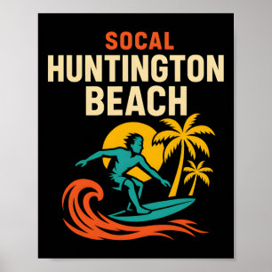 Póster Surfista Socal Huntington Beach Vintage Hombres Pl