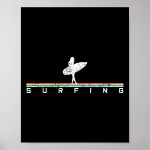 Póster Surfista Surf Tabla de surf Estilo Retro Vintage