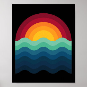 Póster Surfista Tabla de surf Atardecer Surf Surfing Wake
