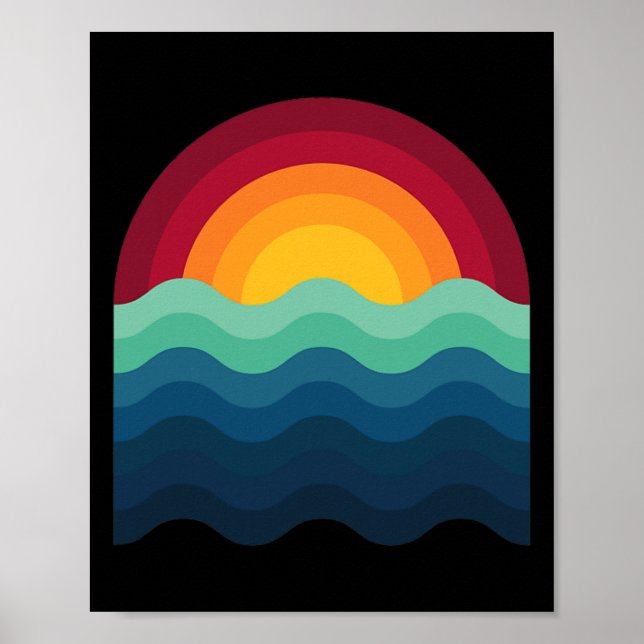 Póster Surfista Tabla de surf Atardecer Surf Surfing Wake (Frente)