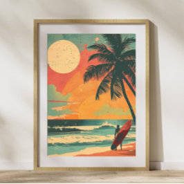 Póster Surfista vintage en Poster retro veraniego