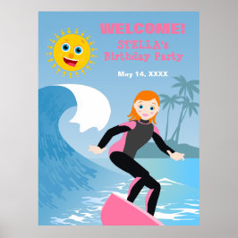 Póster Surf's up Girly Birthday Party